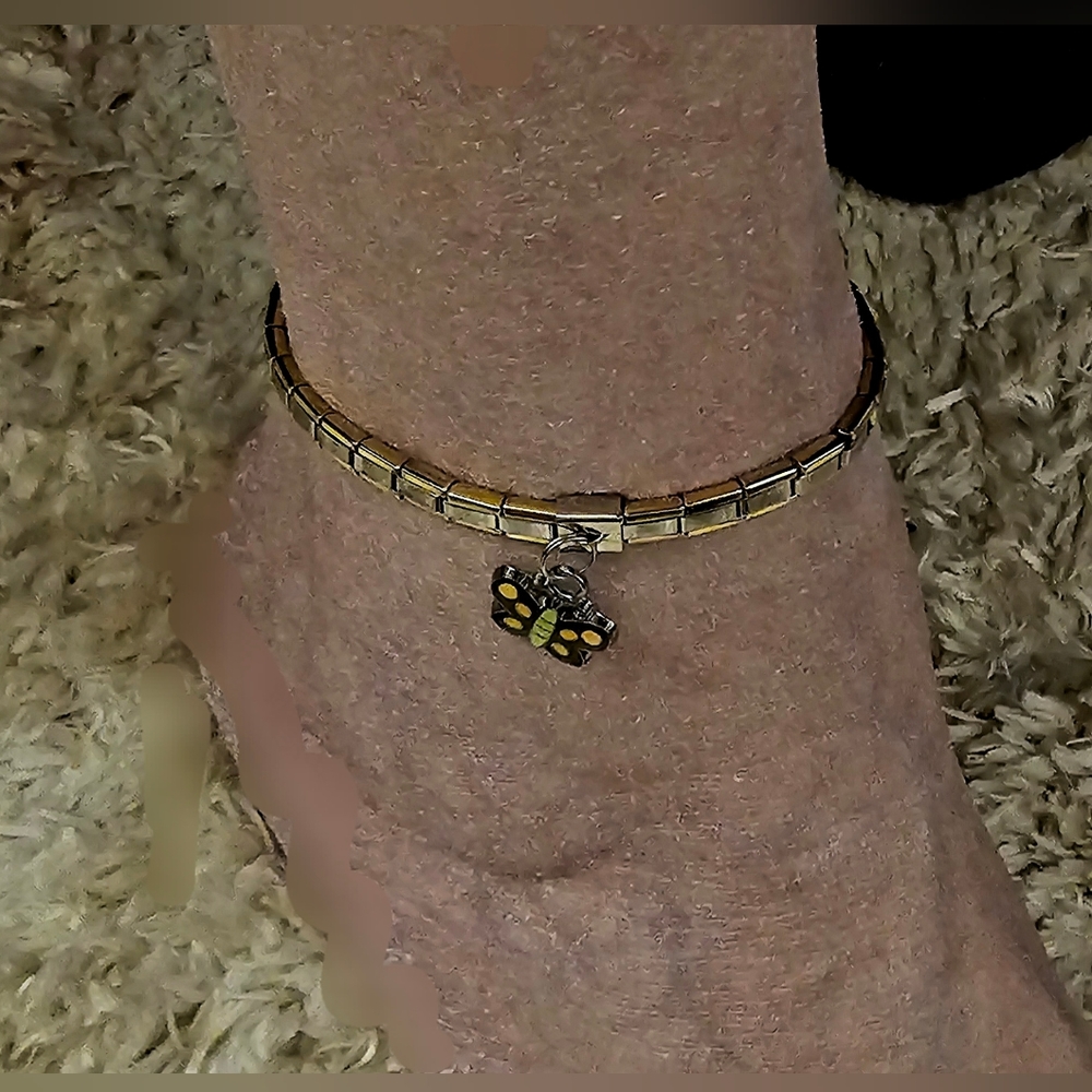 Italian Charm Mini-Link Anklet w/One Colorful Slide On Charm